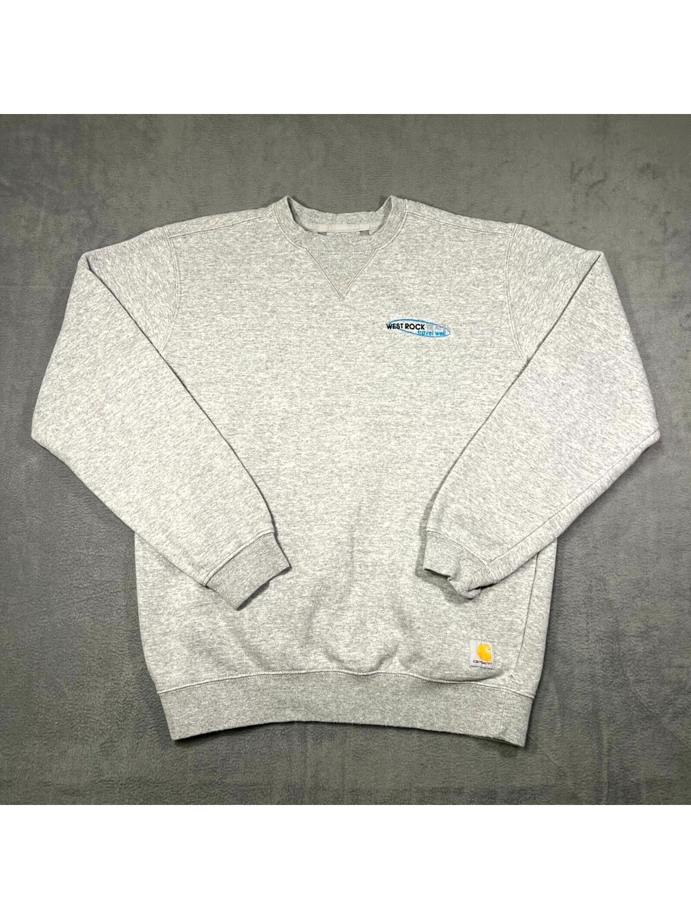 Carhartt Sweatshirt Heather Gray Mens Small Fleece Loose Fit V-Notch Minimalist